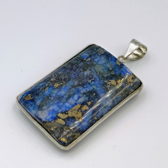 Vintage Sterling Silver Lapis Lazuli Sone Pendant - Picture 3 of 4